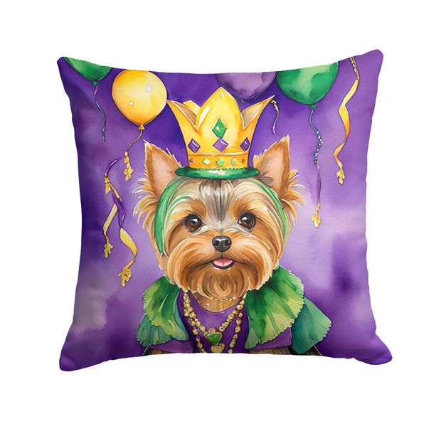 Yorkshire Terrier King Of Mardi Gras Throw Pillow Machine Washable, Indoor Outdoor Decorative Pillow For Couch, Bed Or Patio, 14Hx14W_maomaolike.com