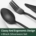 24-Piece Black Silverware Set with Steak Knives, Black Flatware Set for 4, Food-Grade Stainless Steel Tableware Cutlery Set,_maomaolike.com