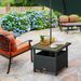 Outsunny 22'' Rattan Wicker Side Table With Steel Frame, Umbrella Insert Hole, Sand Bag For Outdoor, Patio, Garden, Backyard, Black & Tan_maomaolike.com