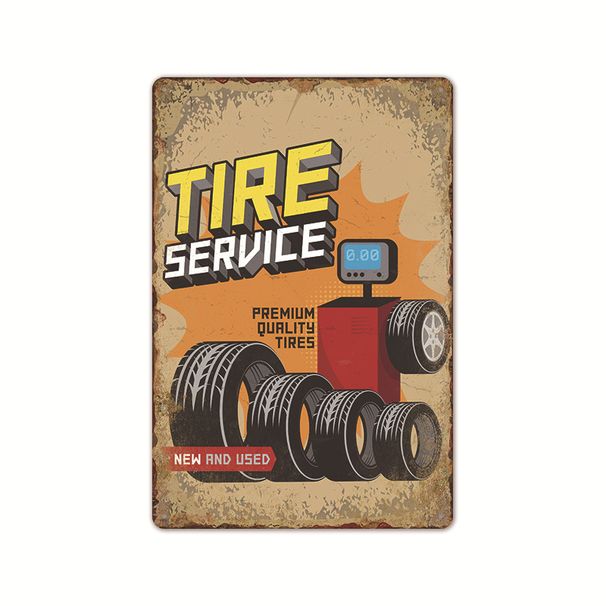 New Garage American-Style Vintage Tin Sign, Industrial Car Repair Background Wall Decor, Frameless Wall Art_maomaolike.com