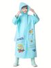 Cute Girls Cartoon Angel Print Raincoat With Schoolbag Cover, Rainproof Long Jacket Perfect For Outdoor Activities Children's Day_maomaolike.com