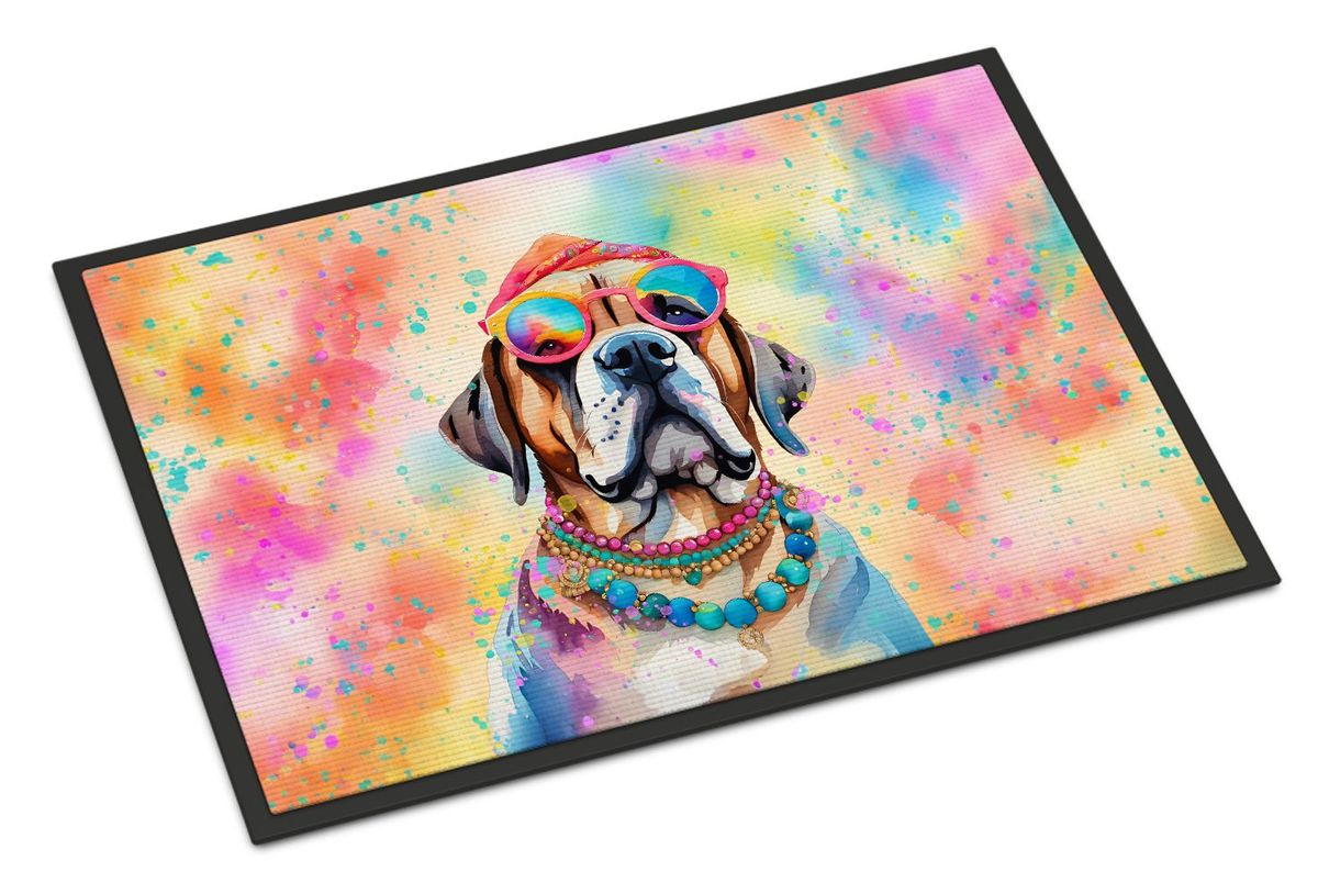 Mastiff Hippie Dawg Doormat Front Door Mat Indoor Outdoor Rugs For Entryway, Non Slip Washable Low Pile, 24H X 36W_maomaolike.com