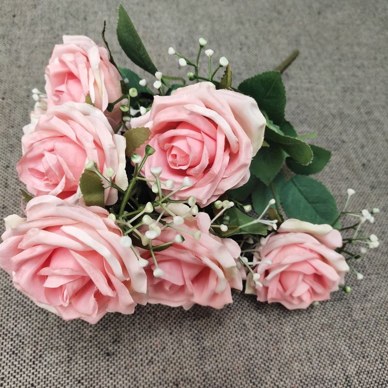 Home Ornaments 9-Headed Noble Rose Artificial Bouquet Photography Props Wedding Fake Flower Decorative Flowers Wholesale_maomaolike.com
