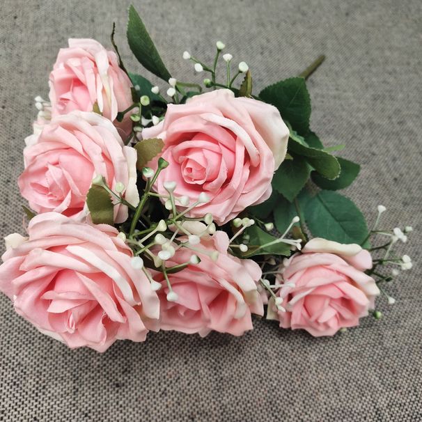 Home Ornaments 9-Headed Noble Rose Artificial Bouquet Photography Props Wedding Fake Flower Decorative Flowers Wholesale_maomaolike.com