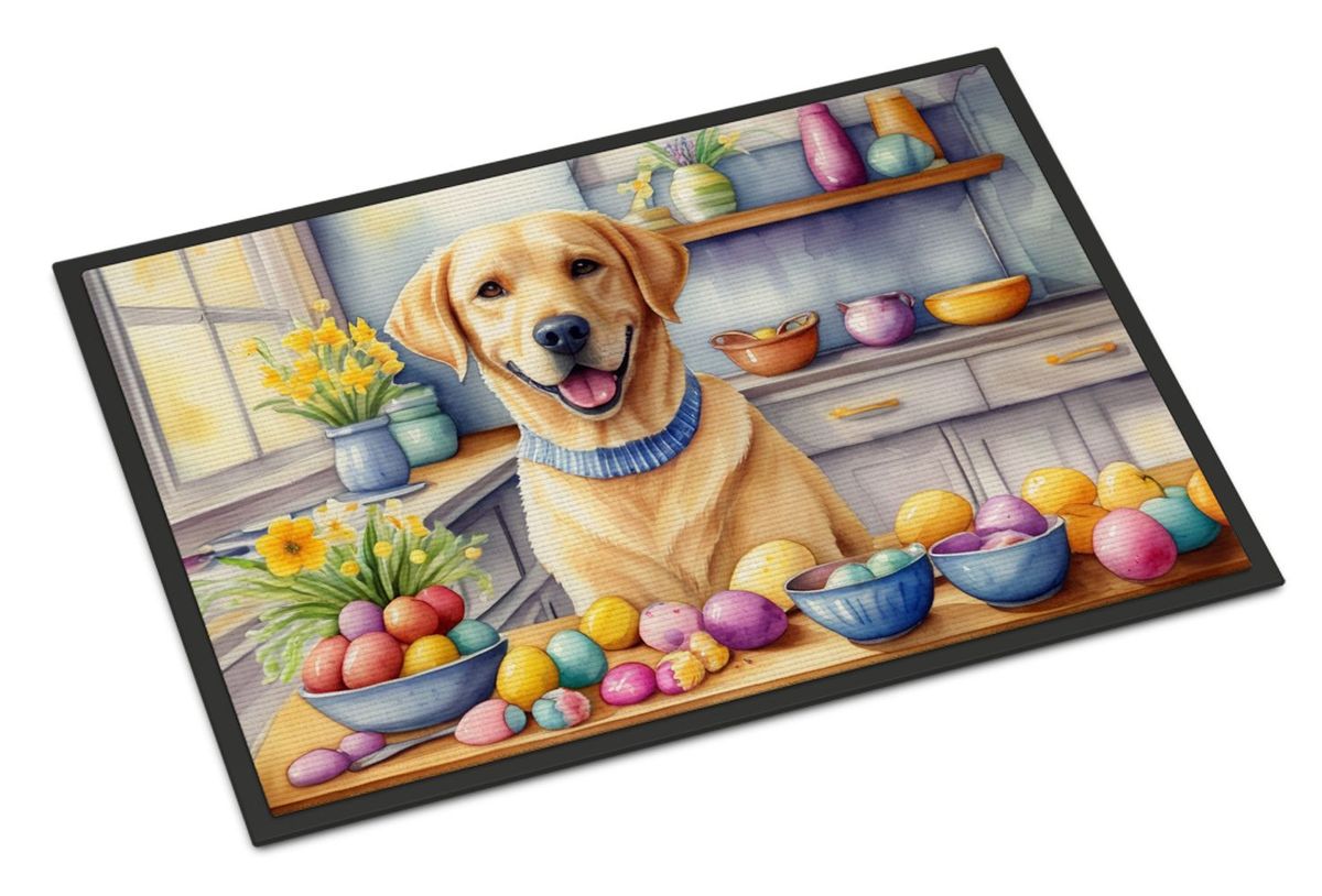 Decorating Easter Yellow Labrador Retriever Doormat Front Door Mat Indoor Outdoor Rugs For Entryway, Non Slip Washable Low Pile, 24H X 36W_maomaolike.com