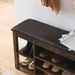 A Height-adjustable Long Shoe-changing Bench,made Of Natural Rubberwood,comes With A Comfortable Seat,concealed Storage Space And Large Storage Compartments, Featuring Charcoal-grained Wood ,Vintage_maomaolike.com