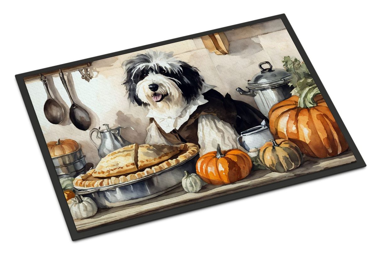 Old English Sheepdog Fall Kitchen Pumpkins Doormat Front Door Mat Indoor Outdoor Rugs For Entryway, Non Slip Washable Low Pile, 24H X 36W_maomaolike.com