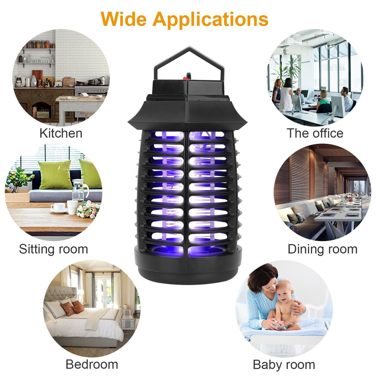 Bug Zapper Electric UV Mosquito Killer Lamp Insect Killer Light Pest Fly Trap Catcher Harmless Odorless Noiseless Narrow Safe Gap For Home Restaurant_maomaolike.com