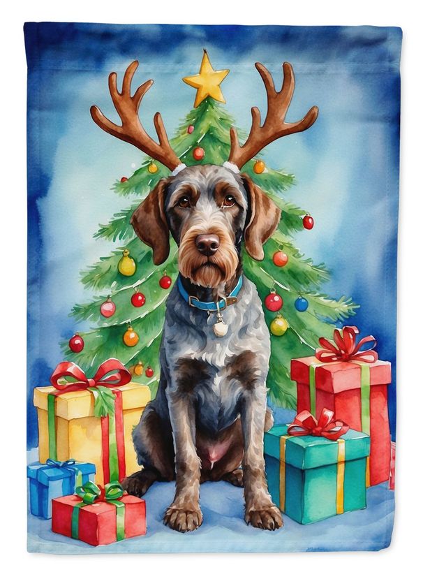 German Wirehaired Pointer Christmas Reindeer Garden Flag Mailbox Flag Decorative Yard Flag Banner Outside Patio Artwork Yard Flower Beds, Garden Size, Multicolor_maomaolike.com