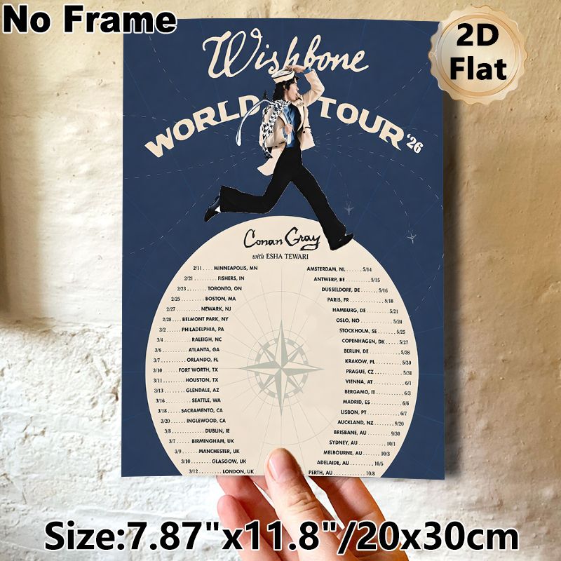 Conan Gray Wishbone World Tour Painting Poster, Vintage-style Concert Tour Schedule Poster, Collectible Music-themed Decor Ideal For Bedroom, Music_maomaolike.com