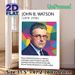 John B. Watson Psychology Themed Painting Poster, Vibrant Polygonal Portrait Poster, Informative Design With Behaviorism Introduction, Ideal For_maomaolike.com