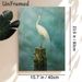 White Egret Painting Poster, Serene Realistic Art Poster, Elegant Egret Perched On Moss-covered Waterside Stump In Misty Aquatic Scene, Brings_maomaolike.com
