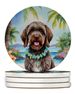 Wirehaired Pointing Griffon Luau Large Sandstone Coasters Pack Of 4 Absorbent Round Coasters Decor Gifts For Men Or Women, 4 In, Multicolor_maomaolike.com