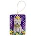 Westie King Of Mardi Gras Porcelain Ornament Christmas Tree Hanging Decorations For Home Christmas Holiday, Rectangle, Gift, Multicolor_maomaolike.com