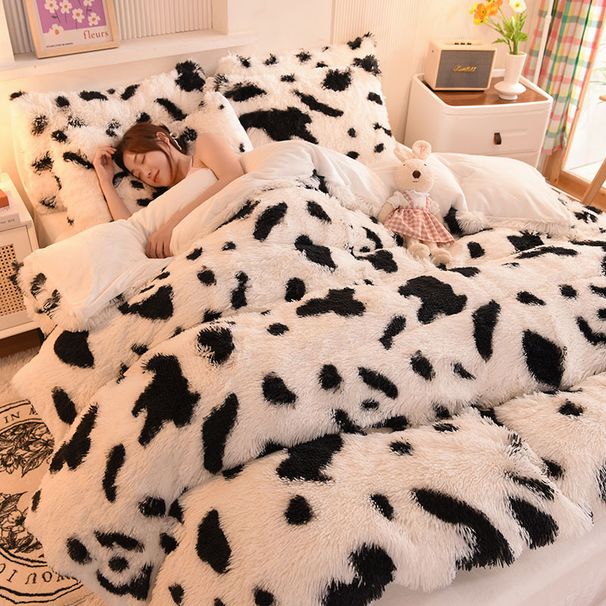 Winter Thickened Warm Mink Long Plush Solid Color Crystal South Korean Velvet Tie-Dye Four-Piece Set Wholesale_maomaolike.com