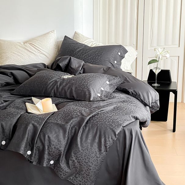 Wholesale Light Luxury Simple Pure Four-Piece Nordic Style Naked Sleep Full Jacquard 100-Count Long-Staple Cotton Button 4-Piece S_maomaolike.com