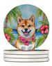 Shiba Inu Luau Large Sandstone Coasters Pack Of 4 Absorbent Round Coasters Decor Gifts For Men Or Women, 4 In, Multicolor_maomaolike.com