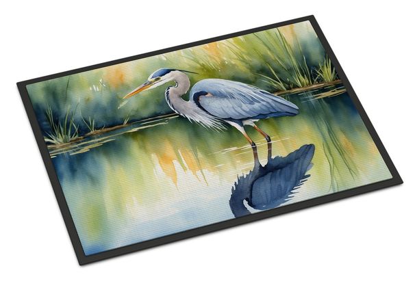 Blue Heron Stalking Prey Doormat Front Door Mat Indoor Outdoor Rugs For Entryway, Non Slip Washable Low Pile, 24H X 36W_maomaolike.com
