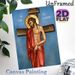 Jesus Crucifixion Painting Poster, Traditional Religious Icon-style Poster, Reverent Depiction Of Jesus With Crown Of Thorns And Red Robe, Suitable_maomaolike.com