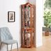 Curio Cabinet Lighted Glass Display Curio Cabinet W/Tempered Glass Doors And Shelves, Crown Corner Cabinet With Bulb, Corner Storage Decoration For Living Room And Bedroom Cherry_maomaolike.com