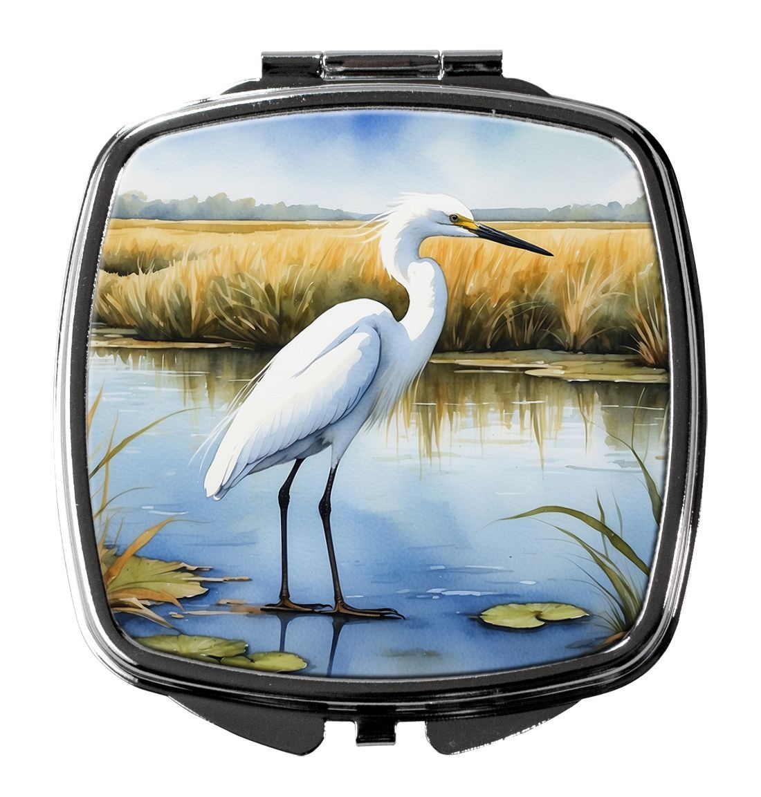 Snowy Egret In Coastal Marshes Compact Mirror Decorative Travel Makeup Mirror For Women Girls Gifts Pocket Makeup Mirror Folding Handheld_maomaolike.com