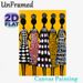 African Ethnic Women Painting Poster, Bold Colorful Ethnic Style Poster, Five Stylized Female Silhouettes With Distinct Geometric Patterned Dresses_maomaolike.com