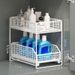 Bathroom Pull-out Under Sink Built-in Storage Rack Floor-standing Extendable Double-layer Basket_maomaolike.com