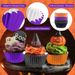 300 Pcs Halloween Foil Cupcake Liners Black Purple Orange Foil Metallic Cupcake Wrappers Halloween Party Standard For Halloween Party Birthday_maomaolike.com