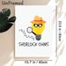Sherlock Ohms Detective Lightbulb Painting Poster, Whimsical Cartoon Style Poster, Fun Electrical Pun Decor Ideal For Home Office, Living Room_maomaolike.com