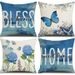 Blue Flower Butterfly Pattern Living Room Bedroom Sofa Decorative Pillow Case_maomaolike.com