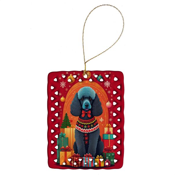 Poodle Holiday Christmas Porcelain Ornament Christmas Tree Hanging Decorations For Home Christmas Holiday, Rectangle, Gift, Multicolor_maomaolike.com