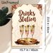 Drinks Station Painting Poster, Vintage Bohemian Style Poster, Elegant Pink Cocktail With Mint & Lime Design, Creates Cozy Beverage Area Atmosphere_maomaolike.com