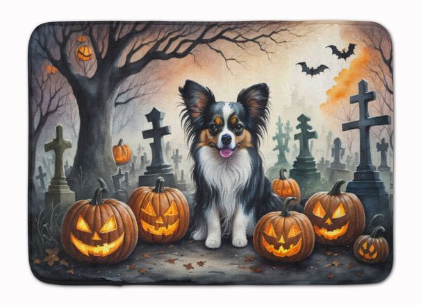 Papillon Spooky Halloween Memory Foam Kitchen Mat Machine Washable Anti-Fatigue Mat Cushion Comfort Bath Mat Or Kitchen Rug_maomaolike.com