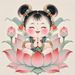 Chinese Style Fuwa Lotus Wealth-Attracting Child Self-Adhesive Sticker For Living Room Bedroom Entrance_maomaolike.com