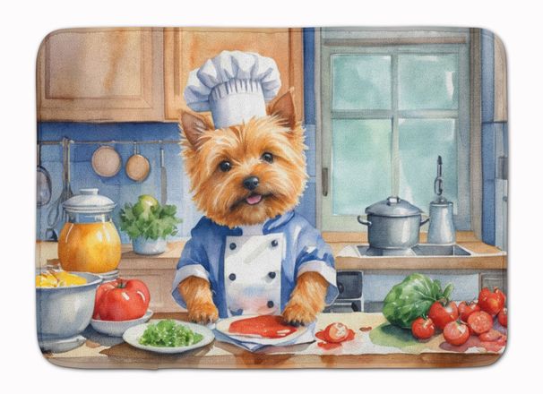 Norwich Terrier The Chef Memory Foam Kitchen Mat Machine Washable Anti-Fatigue Mat Cushion Comfort Bath Mat Or Kitchen Rug_maomaolike.com