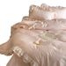 1 Jacquard Striped French Korean Style Fresh 100% Long-staple Cotton Four-piece Bedding Set With Lace Trim_maomaolike.com
