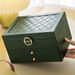 Large Capacity Leather Three-Layer Drawer Gold Jewelry Necklace Earrings Bracelet Storage Box_maomaolike.com
