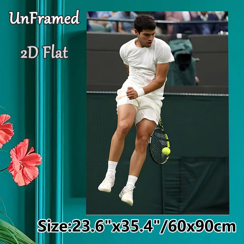 Tennis Player Victory Moment Painting Poster, Dynamic Realistic Action Shot Poster, Captures Intense Competitive Sports Energy, Ideal For Home Gym And_maomaolike.com