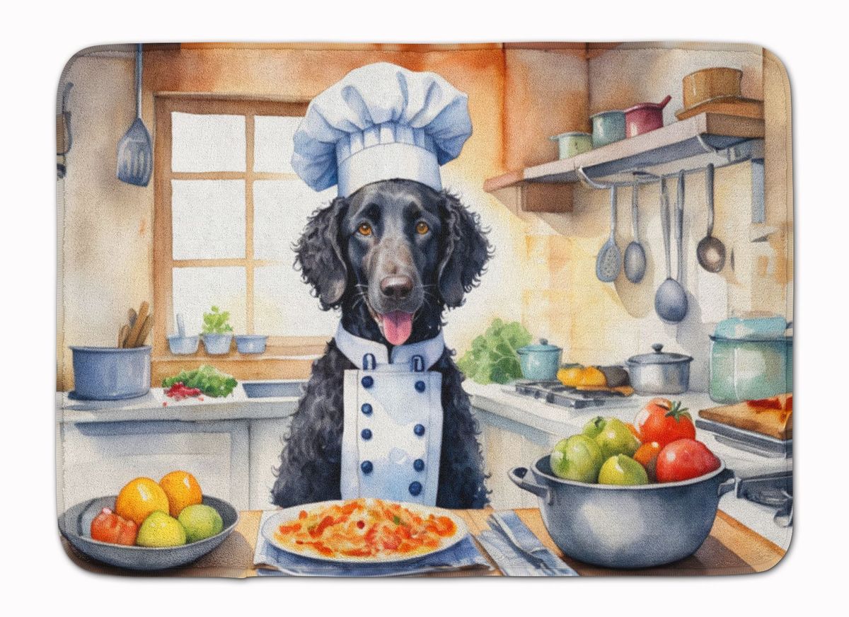 Curly-Coated Retriever The Chef Memory Foam Kitchen Mat Machine Washable Anti-Fatigue Mat Cushion Comfort Bath Mat Or Kitchen Rug_maomaolike.com