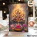 Vishnu Themed Painting Poster, Gilded Serene Oil Painting Style Poster, Four-armed Deity On Lotus With Warm Glowing Aura And Pink Lotus Blooms, Brings_maomaolike.com
