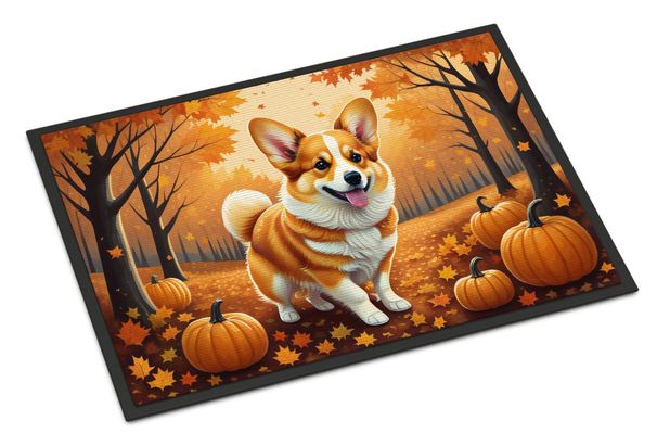 Corgi Fall Doormat Front Door Mat Indoor Outdoor Rugs For Entryway, Non Slip Washable Low Pile, 24H X 36W_maomaolike.com