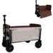 All-in-One Convertible Folding Camping Wagon Cart: Bench Seat, Storage Compartment & Included Dog Tether, Beige/Brown_maomaolike.com
