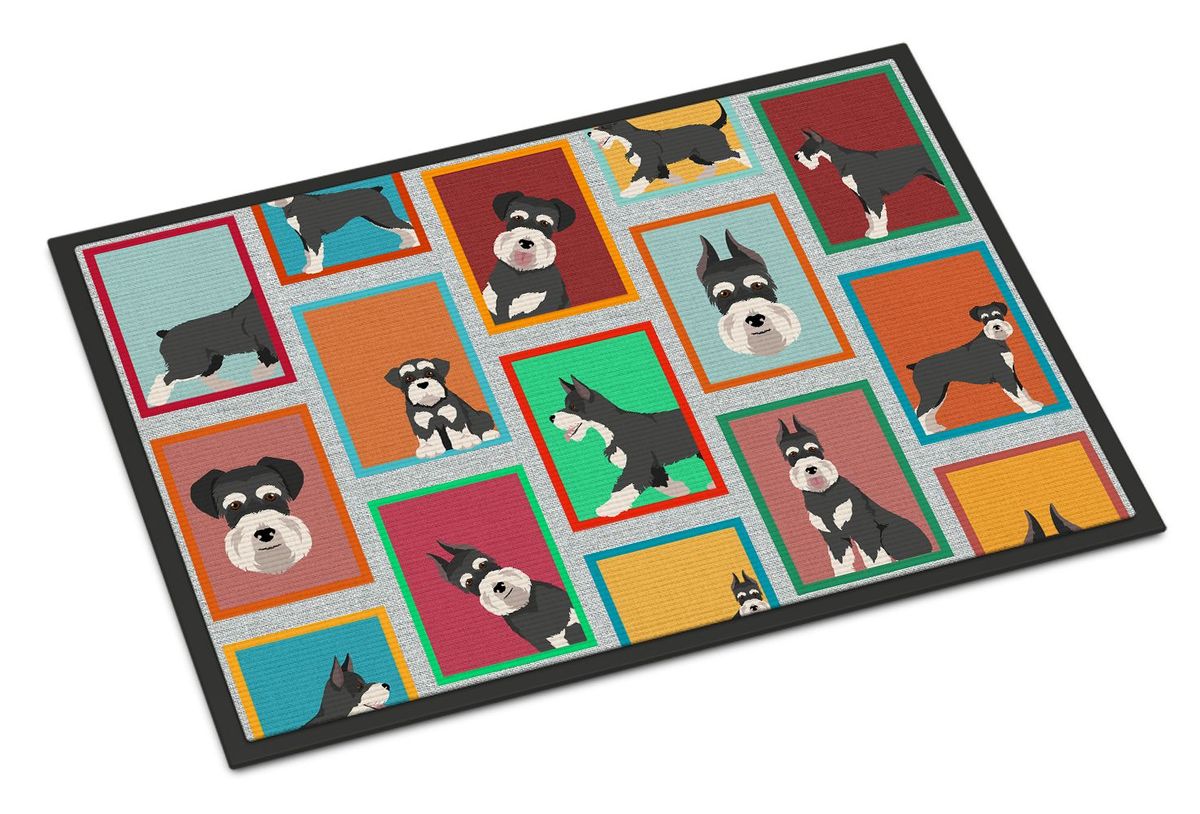 Lots Of Black And Silver Schnauzer Doormat Front Door Mat Indoor Outdoor Rugs For Entryway, Non Slip Washable Low Pile, 24H X 36W_maomaolike.com