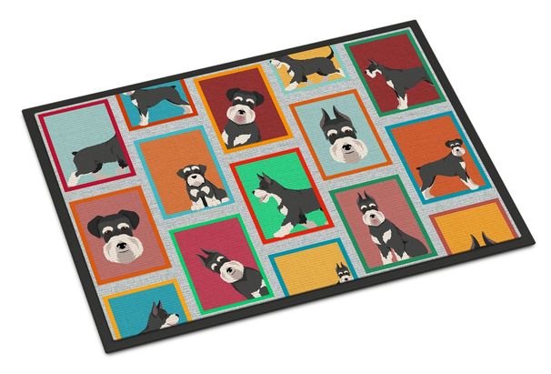 Lots Of Black And Silver Schnauzer Doormat Front Door Mat Indoor Outdoor Rugs For Entryway, Non Slip Washable Low Pile, 24H X 36W_maomaolike.com