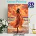 Sunset Beach Lady Painting Poster, Vibrant Artistic Seaside Scene Poster, Warm-toned View Of Lady In Flowing Dress With Seagulls, Serene Wall Decor_maomaolike.com