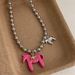 LATS White Black Green Blue Pink Color Enamel Colt Horse Pendant Necklaces For Women Silver Plated Alloy Beads Chain_maomaolike.com