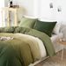 Home Garden Brushed Print Gradient Green Blue Gray Quilt Three Piece Set_maomaolike.com