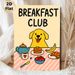 Breakfast Club Puppy Painting Poster, Cute Cartoon Style Poster, Cheerful Pup With Assorted Breakfast Treats, Warm Lively Decor Option For Kitchen And_maomaolike.com