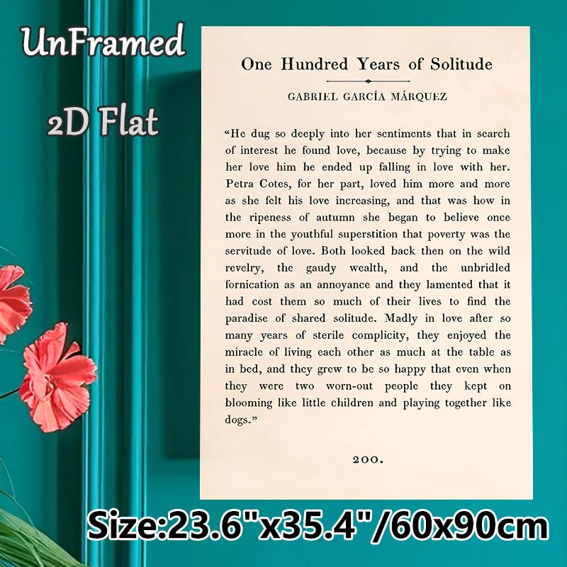 One Hundred Years Of Solitude Literary Quote Painting Poster, Vintage-style Book Page Print Poster, Features Romantic Literary Excerpt, Adds Refined_maomaolike.com