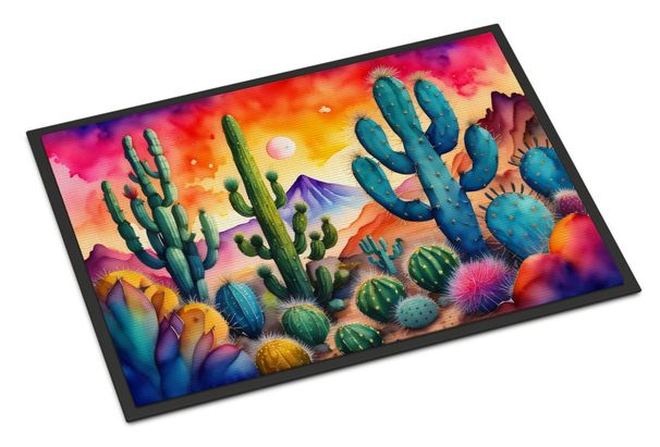 Cactus In Color Doormat Front Door Mat Indoor Outdoor Rugs For Entryway, Non Slip Washable Low Pile, 24H X 36W_maomaolike.com